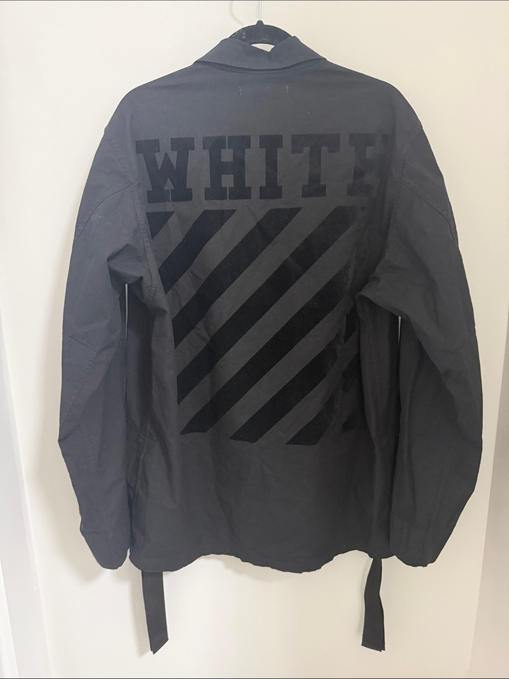 Authentic Off-White Virgil Abloh 2017 Diagonal Brushed Field Jacket Black L
